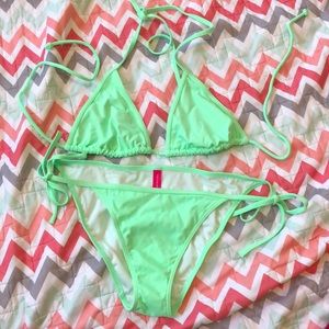 Bright green bikini